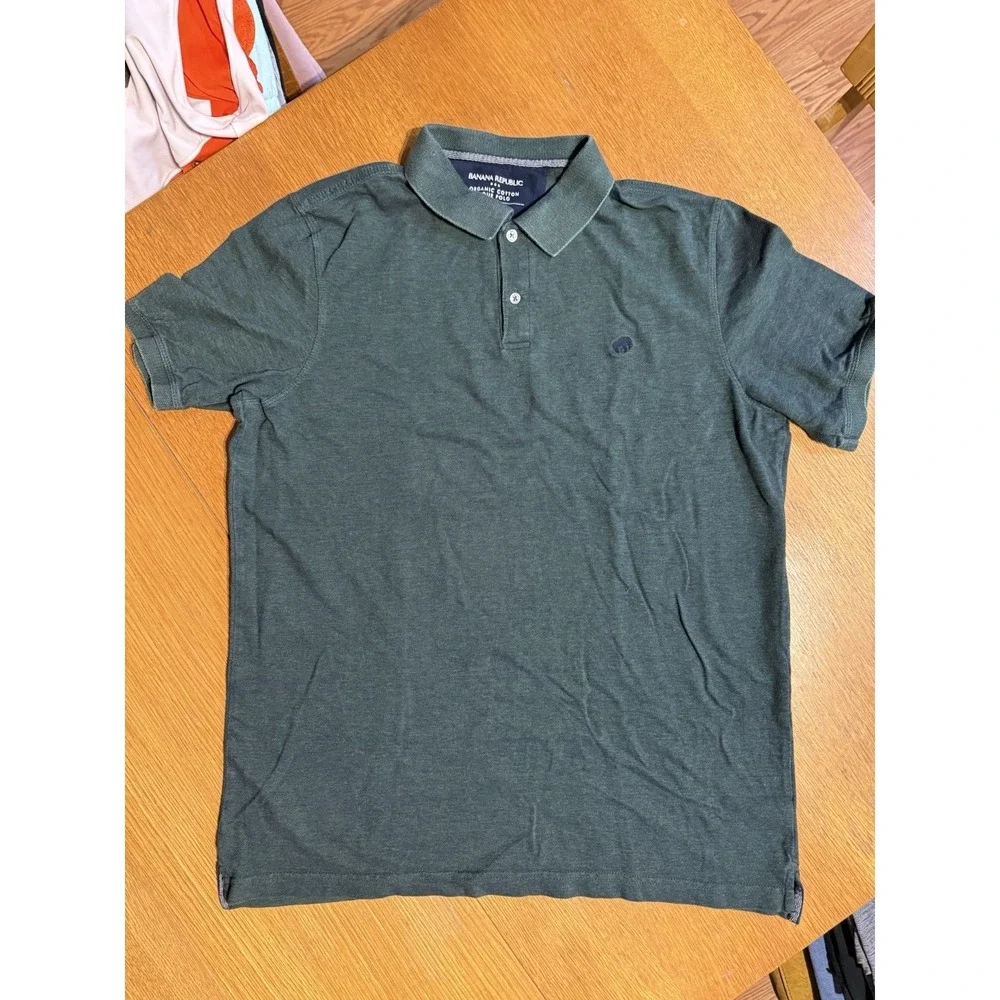 Banana Republic‎ Polo Shirt XL Tall Green Organic Cotton Pique Logo